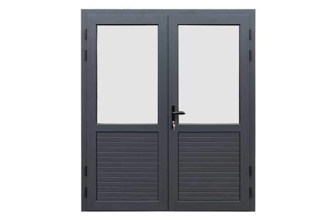 aluminium dubbele deur met glas